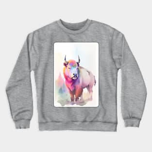 Bison Watercolor Portrait 1 Crewneck Sweatshirt